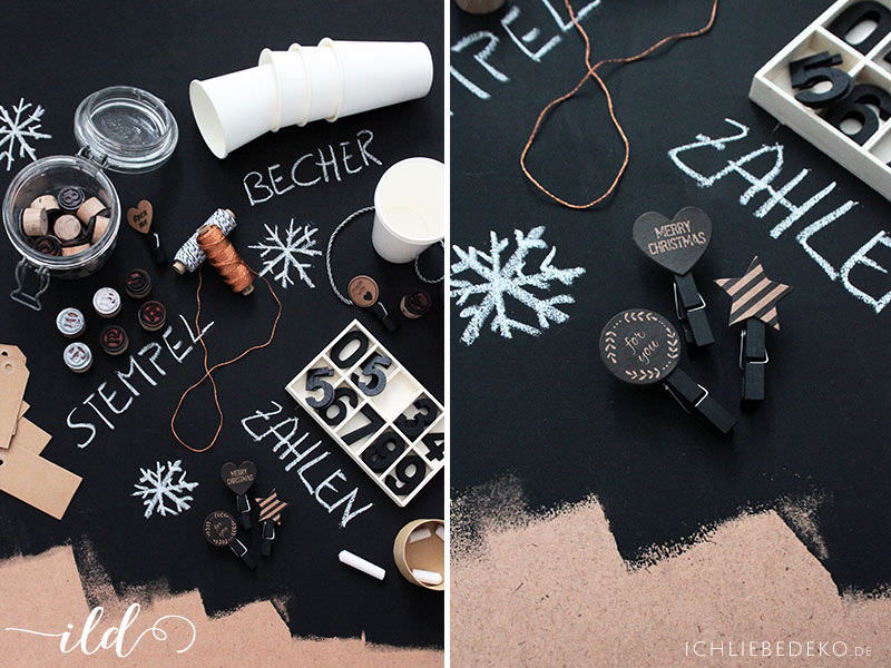 Material DIY Adventskalender aus Pappe