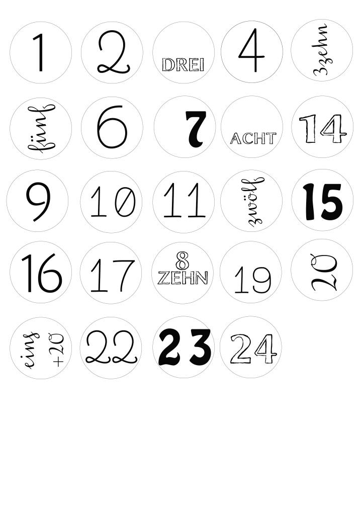 Adventskalender Nummern Vorlage zum Ausdrucken